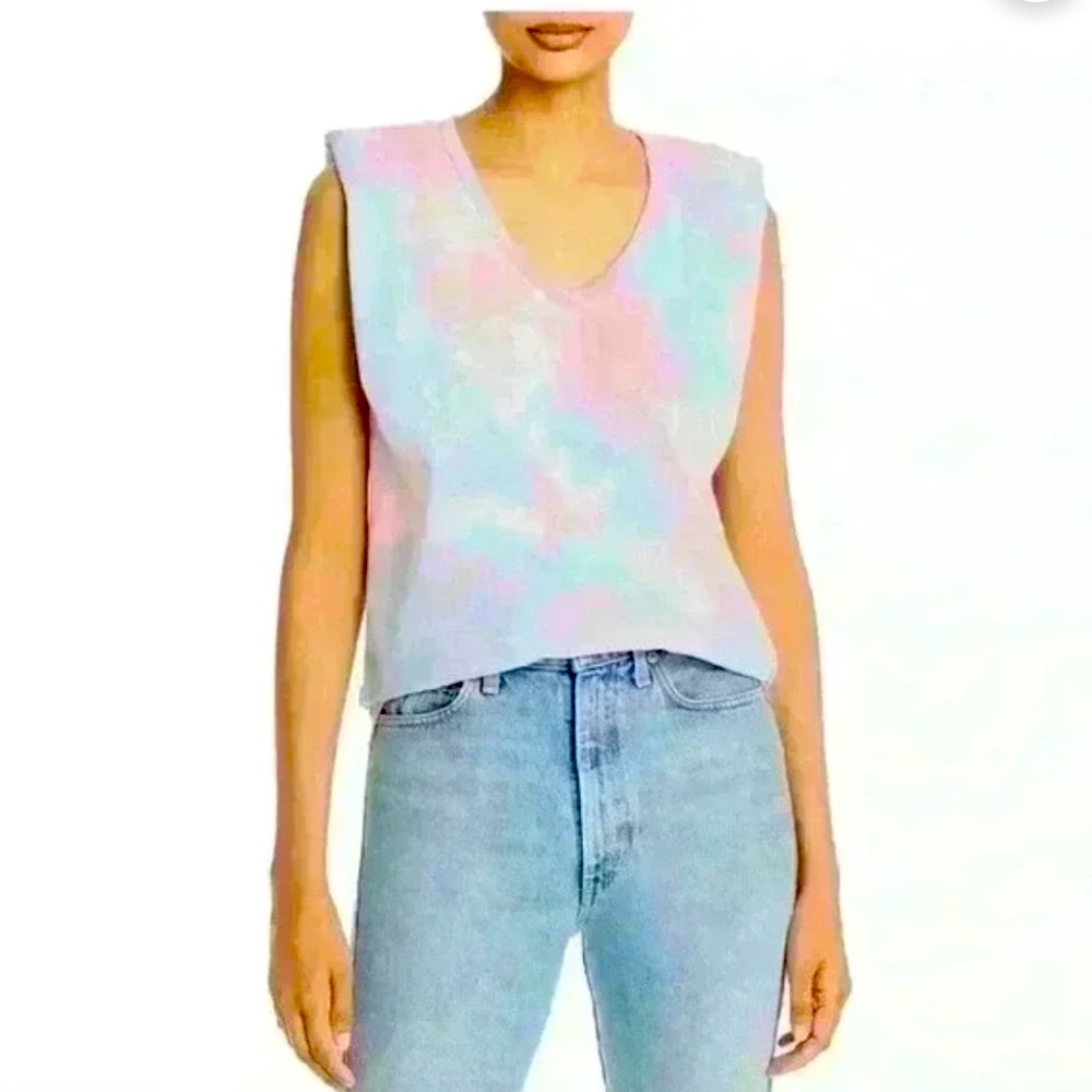 BlankNYC Tie-Dye Padded Shoulder T-Shirts - MEDIUM